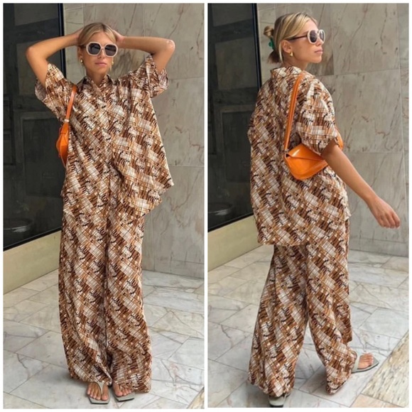 Verge Girl Pants & Jumpsuits Vrg Grl Vacay Set Top Pants Brown